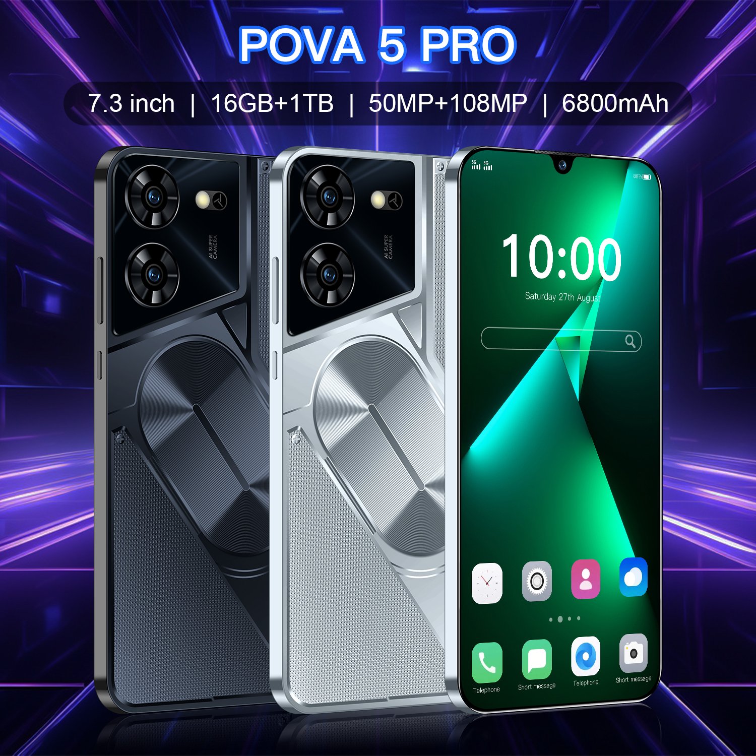 New Original Pova 5 Pro Android smartphone 3G LET phone HD screen Unlocked Mobile phone